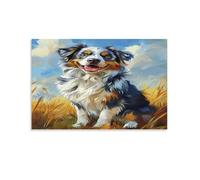 DNAVSOETR AUSTRALIAN SHEPHERD Cuadro En Lienzo Cuadros Decoracion Pinturas Murales Pintura Poster Impresiones Lienzo Para Dormitorio Salon Poster 16x24inch(40x60cm)