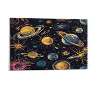 DNAVSOETR Cosmic Planets Cuadro En Lienzo Cuadro Decorativo Pinturas Murales Pintura Poster Impresiones Lienzo Para Sala De Estar Decoración Dormitorio 16x24inch(40x60cm)