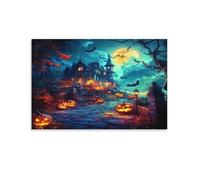 DNAVSOETR Halloween Village Cuadro En Lienzo Cuadros Decoracion Pinturas Murales Pintura Poster Impresiones Lienzo Para Salon Dormitorios Comedor Pasillo 12x18inch(30x45cm)