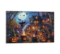 DNAVSOETR Halloween Village Cuadro En Lienzo Cuadros Decoracion Pinturas Murales Pintura Poster Impresiones Lienzo Para Salon Dormitorios Comedor Pasillo 08x12inch(20x30cm)