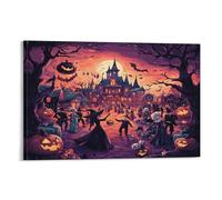 DNAVSOETR Halloween Village Cuadro En Lienzo Cuadros Decorativos Pinturas Murales Pintura Poster Impresiones Lienzo Para Salon Dormitorios Comedor Pasillo 16x24inch(40x60cm)