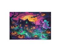 DNAVSOETR Halloween Village Cuadro En Lienzo Cuadros Decorativos Pinturas Murales Pintura Poster Impresiones Lienzo Para Salon Dormitorios Comedor Pasillo 08x12inch(20x30cm)