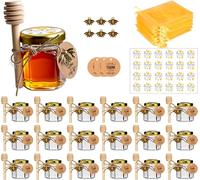 DnayDkiy Botes Para Miel, Botecitos Para La Miel, Tarros Cristal palitos para la miel, abejas decorativas, Detalles Comunion, Bautizo, Boda, Regalito Para los Invitados, 20 Piezas Tarros 45ml