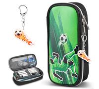 Dncvb Estuche para lápices, estuche de gran capacidad, estuche para niños con llavero, estuche escolar para escuela, niños, niñas, carbón, fútbol
