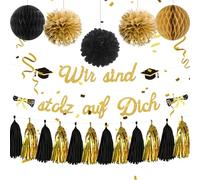 Dncvb Guirnalda decorativa de graduación con texto en alemán "Wir sind Stolz auf Dich Girlande, Prüfung Bestäden Geschenke für Abschluss Congratulations Bachelor Master Ausbildung Matura
