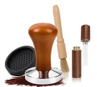 Dncvb Juego de 3 prensadores de café de 51 mm de acero inoxidable, incluye almohadilla para prensar, aguja de espresso, cepillo de limpieza, adecuado para baristas y amantes del café