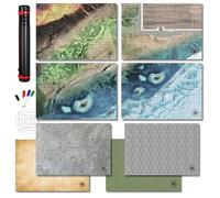 DND Battle Games Map D&D 5E Grid 4Mat 8Scenarios bolígrafos de borrado en seco y Plantilla de hechizos AOE de 23 x 33 Pulgadas, Juego de iniciación Dungeons and Dragons de Doble Cara Regalo Accessory