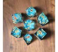 DND Dados con Núcleo Líquido, Dados Poliédricos de Borde Afilado Resina Arena Movediza para Mazmorras y Dragones, Hechos a Mano D&D Dados de rol D20 D12 D10 D8 D6 D4