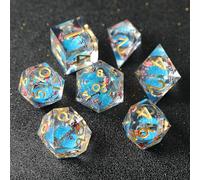 DND Dados con Núcleo Líquido, Dados Poliédricos de Borde Afilado Resina Arena Movediza para Mazmorras y Dragones, Hechos a Mano D&D Dados de rol D20 D12 D10 D8 D6 D4