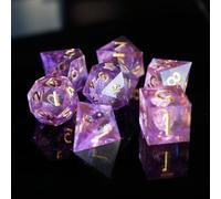 DND Dados de rol Nucleo Liquido Arena Movediza Juego Dado Poliédrico y de rol Borde Afilado Resina Dado D&D 7 Piezas para Mazmorras y Dragones Pathfinder RPG MTG D4 D6 D8 D10 D12 D20 D%