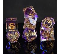DND Dados de rol Señor de los Anillos Juego Dado Poliédrico y de rol Borde Afilado de Resina Dados D&D 7 Piezas para Mazmorras y Dragones Pathfinder RPG MTG D4 D6 D8 D10 D12 D20 D%