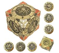 DND - Dados giratorios - Juego de dados de metal 7 en 1 con diseño de dragón en relieve 3D | Diseño giratorio único para Dungeons & Dragons | Juego de dados poliédricos de fantasía RPG para jugadores