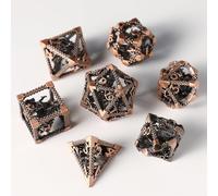 DND Dados Metal Juego Dado Poliédrico Dragón Hueco en 3D Dados D&D 7 Piezas para Mazmorras y Dragones Pathfinder RPG MTG D4 D6 D8 D10 D12 D20 D%