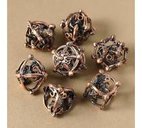 DND Dados Metal Juego Dado Poliédrico Dragón Hueco en 3D Dados D&D 7 Piezas para Mazmorras y Dragones Pathfinder RPG MTG D4 D6 D8 D10 D12 D20 D%