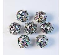 DND Dados Metal Juego Dado Poliédrico Dragón Hueco en 3D Dados D&D 7 Piezas para Mazmorras y Dragones Pathfinder RPG MTG D4 D6 D8 D10 D12 D20 D%