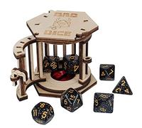 DND Dice Cárcel Prisión con dados poliédricos Jaula de madera para sus malos dados (prisión de dados A)