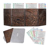 DND Dungeon Master - Pantalla de Piel sintética con diseño de dragón y imitación, Cuatro Paneles con Bolsillos, Pantalla DM para Dungeons and Dragon, Pathfinder, D&D