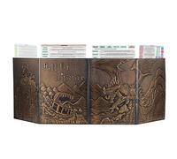 通用 DND Dungeon Master Screen - Pantalla de piel sintética con diseño de dragón y imitación en relieve, cuatro paneles con bolsillos, pantalla DM para mazmorras y dragones, Pathfinder, D & D