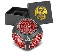 DND Fingertip Spinner Dados, 7 en 1 de Metal con Relieve 3D, D&D Poliédrico Rotación D&D, Regalos DND con Caja de Regalo con Logotipo de Dragón, Juego de Rol, Accesorios de Juego de Mesa, Negro + Rojo