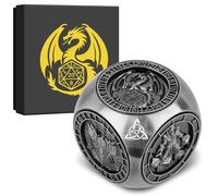 DND Fingertip Spinner Dados, 7 en 1 de Metal con Relieve 3D, D&D Poliédrico Rotación D&D, Regalos DND con Caja de Regalo Logotipo de Dragón, Juego de rol, Accesorios de Juego de Mesa, Plata Oscura