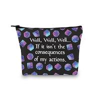 DND Gift Role Games Gift D20 Dice Pouch D&D Accessory Pouch Bag DM Games Makeup Bag for RPG Gamer, My Actions Bag Eu, Bolsa de cosméticos con impresión