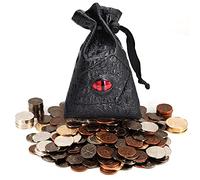 DND - Juego de 60 monedas de metal con bolsa de cuero, fichas de juego, tesoro pirata, accesorios y accesorios para juegos de mesa, calabozos y dragones, juegos de rol de mesa y LARP