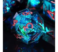 DND Juego de 7 dados poliédricos hechos a mano de resina con borde afilado, dados D&D para mazmorras y dragones Pathfinder RPG MTG Pathfinder D4 D6 D8 D10 D% D12 D20