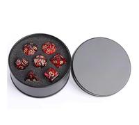 DND - Juego de dados con caja, 7 dados acrílicos poliédricos de nebulosa para Dungeon and Dragons D&D RPG juegos de rol, dados D20 D12 D10 D% D8 D6 D4 rojo oscuro