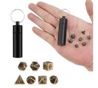 DND - Juego de dados de 7 piezas para Dungeon and Dragons MTG RPG D&D D20, D12, D10, D%, D8, D6, D4, Juego de dados de metal, mini dados poliédricos y RPG (bronce antiguo)