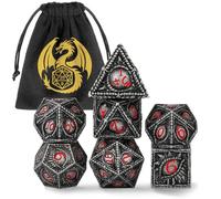 DND Juego de dados de metal, diseño de ojo de dragón, 7 piezas, juego de dados de poliedro de metal, D20 D12 2D10 D8 D6 D4, para juegos de rol, mesa RPG, juego de mesa, D&D regalo para hombres y