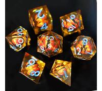 DND - Juego de dados flotantes con diseño de calavera de alumno, 7 piezas hechas a mano poliédricas de resina D&D con borde afilado para Dungeons and Dragons RPG, juegos de rol, dados antiguos de