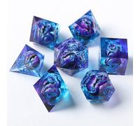 DND - Juego de dados flotantes de resina de ojo de dragón, 7 piezas, hechos a mano, dados D&D para calabozos poliédricos y dragones, Ttrpg, Pathfinder, RPG, DND, juego de rol con caja de regalo