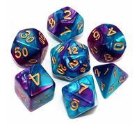 DND - Juego de dados poliédricos para juegos de rol D&D, D&D, juego de rol, 7 piezas, color azul lago