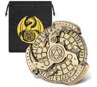 DND Rueda Dados Spinner, 7-en-1 Metálico D&D con Ruleta, Regalos D&D con Bolsa de Regalo Logo Dragón, Accesorios para Juegos de Rol y Juegos de Sociedad, Bronce