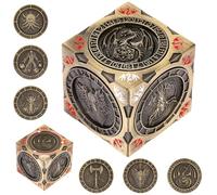 DND Spinner Dados, 7 en 1 Metal Cubos, Diseño de Relieve 3D, Dados de juego giratorios poliédricos, D&D regalos con caja de regalo con logotipo de dragón, RPG, juego de rol, accesorios de juego de