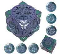 DND Spinner Dice - Juego de dados 7 en 1 de metal con diseño de dragón en relieve 3D | Diseño único para mazmorras y dragones RPG de poliedro para jugadores D&D y DM (púrpura verde)
