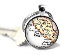 DNDEEZ Roma, Italia mapa llavero, personalizado italiano llavero, Nápoles, Florencia regalo personalizado, idea de regalo, Italia llaveros, regalo de cumpleaños, plata, 25 mm