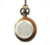 DNDEEZ Salmo 23 Reloj de bolsillo Collar Reloj de bolsillo Escritura Collar 23 Salmo Reloj de bolsillo Collar Verso de la Biblia Joyería Escritura Joyería Regalo judío..., plata, 25MM