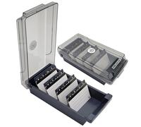 DNDGDLUA - Portatarjetas de visita, caja de almacenamiento, caja de almacenamiento para tarjetas de visita con 4 separadores y pestañas de índice A-Z, para escritorio con 500 tarjetas
