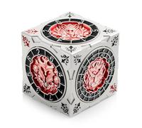 DNDND Cubo de dados giratorio 7 en 1 para Dungeons and Dragons DND - Quimera, juego de coleccionista de D&D con temática de Mind Flayer para jugadores TTRPG y Dungeon Masters (plata con rojo)