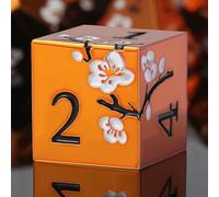 DNDND - Juego de 7 dados de metal naranja D&D, dados metálicos pesados con hermosa caja de regalo para juegos de mesa de Dungeons and Dragon (naranja con flores blancas)