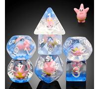 DNDND - Juego de dados de resina de Patrick Star, 7 dados de Calabozos y Dragones con bolsa de terciopelo para juegos de rol y juegos de mesa (Patrick Star)