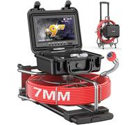 Dnenellr Camara Inspeccion Tuberias 1080P con Barra de Tracción y Ruedas, Camara Tuberias 30M con Señal 512Hz, Autonivelante, Contador de Metros, DVR, Cámara de Inspección de Tuberías de Desagüe