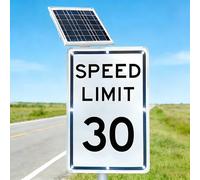 DNEPEI Señal de límite de Velocidad Intermitente LED Solar de Alta Intensidad, señal de Advertencia de tráfico Vial de Aluminio de 45 x 60 cm con 8 Luces LED Brillantes, Resistente a la Intemperie 30