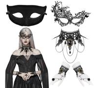 DNGH Mascara Veneciana Hombre Mujer, Máscaras Venecianas Pareja Mascara Fiesta Parejas Encaje Antifaz Sexy Negro Mascara Carnaval Venecia Máscara de Mascarada para Mascarada Halloween Baile Soltera