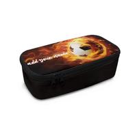 Dngkaoje Estuche grande para niñas y niños, organizador estético con cremallera, bonito estuche para lápices para la escuela, Un balón de fútbol con nombre personalizado, L10.2xW4.5xH3.2 inches