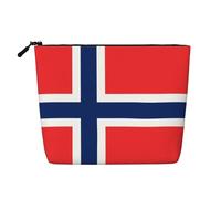 DngSer Bolsa de maquillaje de cáñamo falso con bandera noruega, bolsa de aseo multifuncional de viaje, accesorios de maquillaje, almacenamiento diario, sobre la marcha, Negro -, Talla única