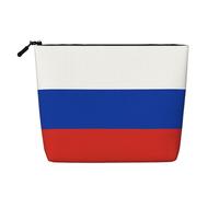 DngSer Bolsa de maquillaje de cáñamo falso con bandera rusa, bolsa de aseo de viaje multifuncional, accesorios de maquillaje, almacenamiento diario, sobre la marcha, Negro -, Talla única