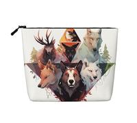 DngSer Bolsa de maquillaje de cáñamo falso de lobos y renos, bolsa de aseo multifuncional de viaje, accesorios de maquillaje, almacenamiento diario, sobre la marcha, Negro -, Talla única