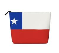 DngSer Bolsa de maquillaje de cáñamo falso, diseño de bandera de Chile, bolsa de aseo multifuncional de viaje, accesorios de maquillaje, almacenamiento diario, sobre la marcha, Negro -, Talla única